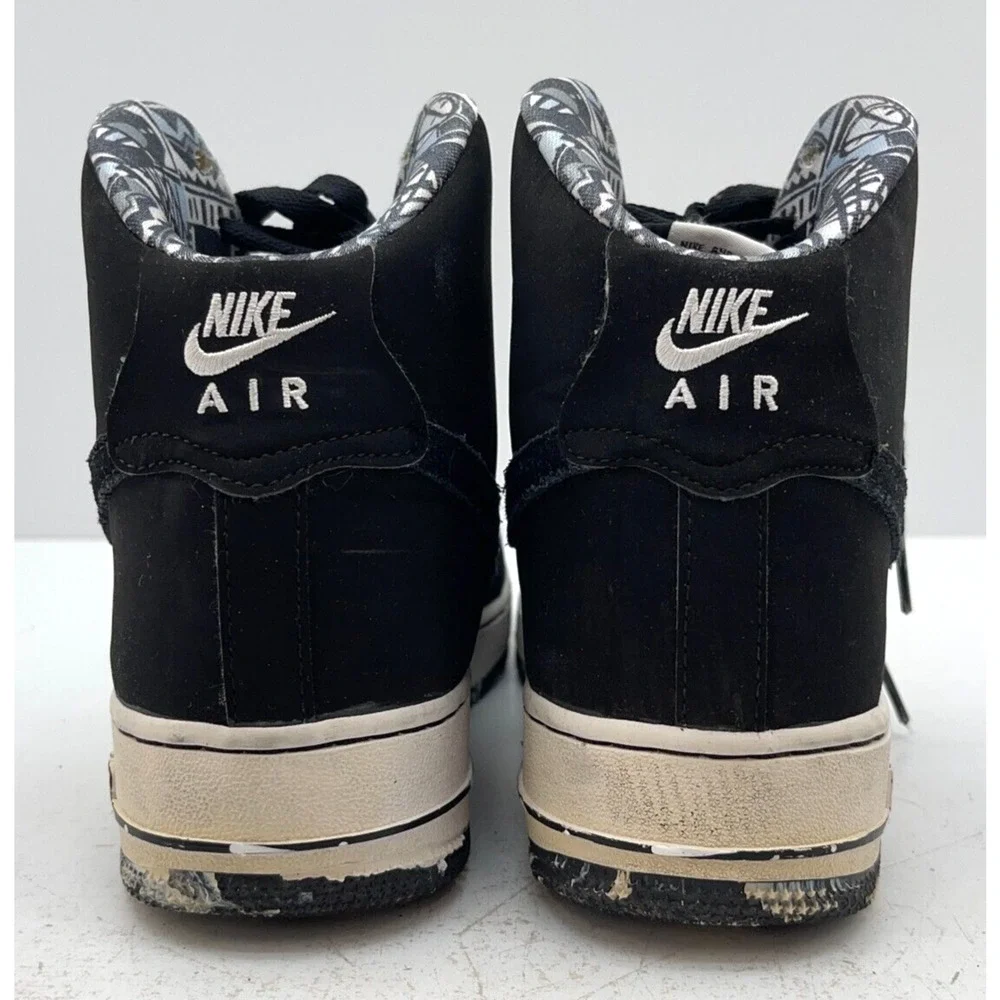 Nike Air Force 1 Mid Shoes Black/White Marble Sole Sneakers 653998-008 US Sz 7Y